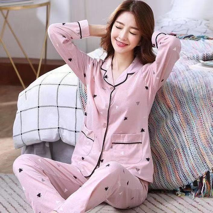Pijamas de algodón para mujer Primavera y otoño de manga larga de invierno más pijamas de tamaño verano traje de mujer homewear se puede usar fuera