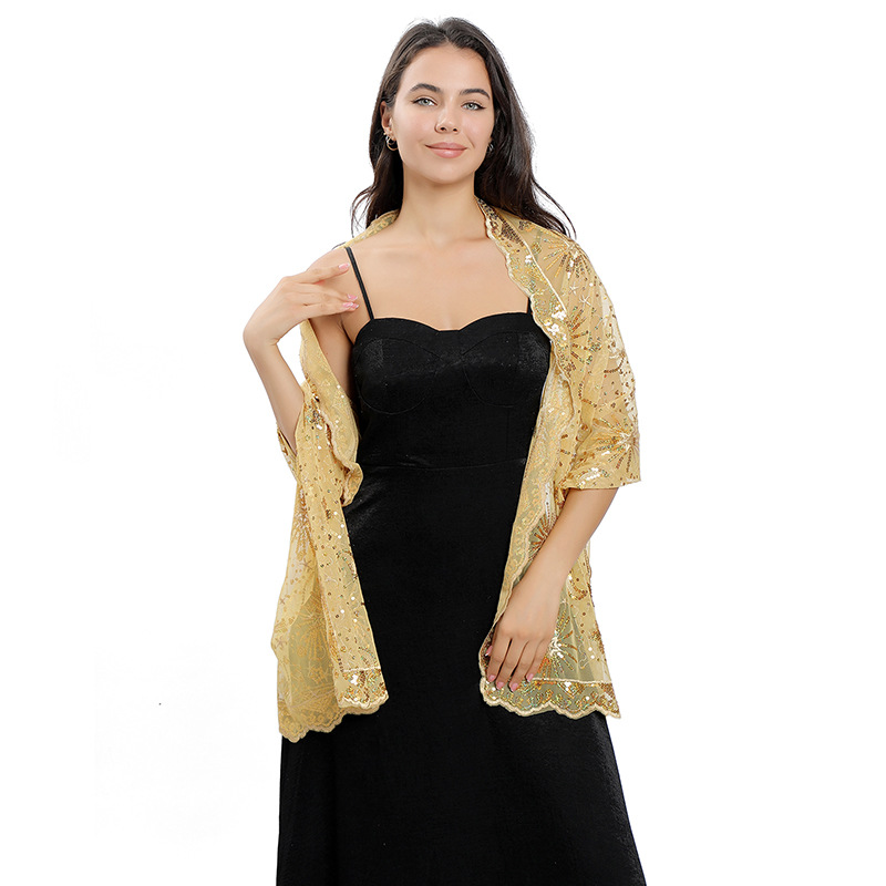 Exquisito lentejuelas bordado chal estrella Luna vestido de boda etapa partido cena para las mujeres