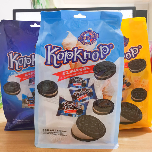 Kopknop Sandwich Cookie Ice Cream Cheese Original Small Black Cookies 408g Famous Snack Food Wholesale