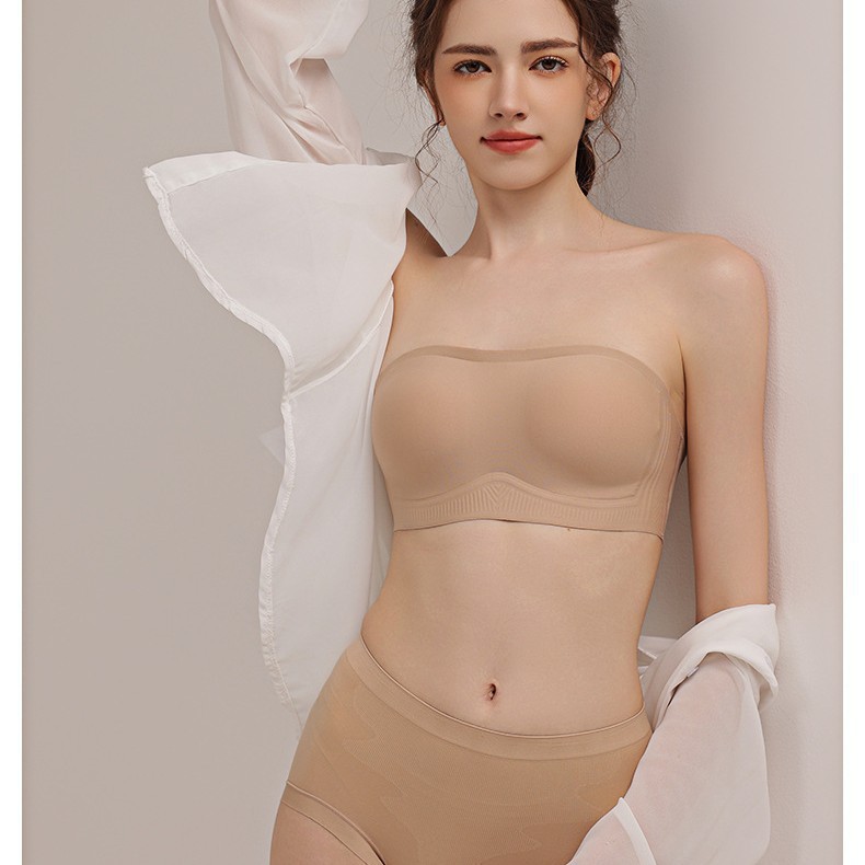 2025 New Invisible Strapless Tube Top for Girls Without Rims, Big Breasts, Small Bra, Non-Slip Side Tightening and Beautiful Back Intimates