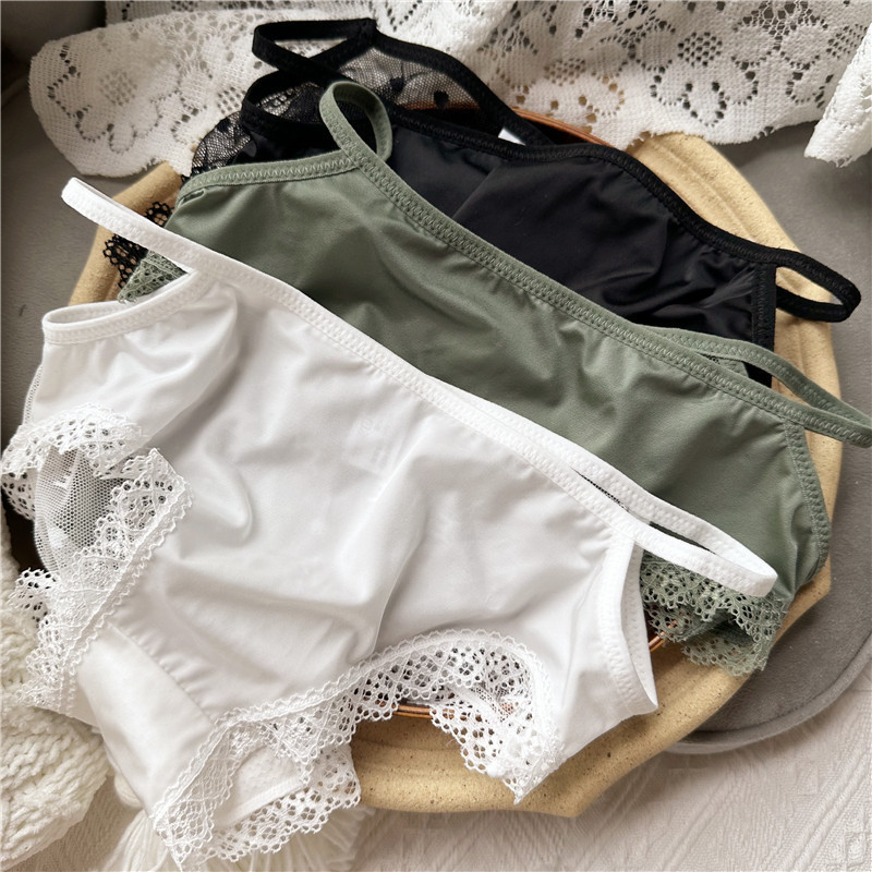 [40.00 kg-60.00 kg] fashion high sense side hollow cute ice silk mesh lace sexy panties C559