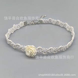 Spring and Summer Lace Rose Necklace Choker Retro Necklace Clavicle Chain Women's Neck Strap Neck Jewelry