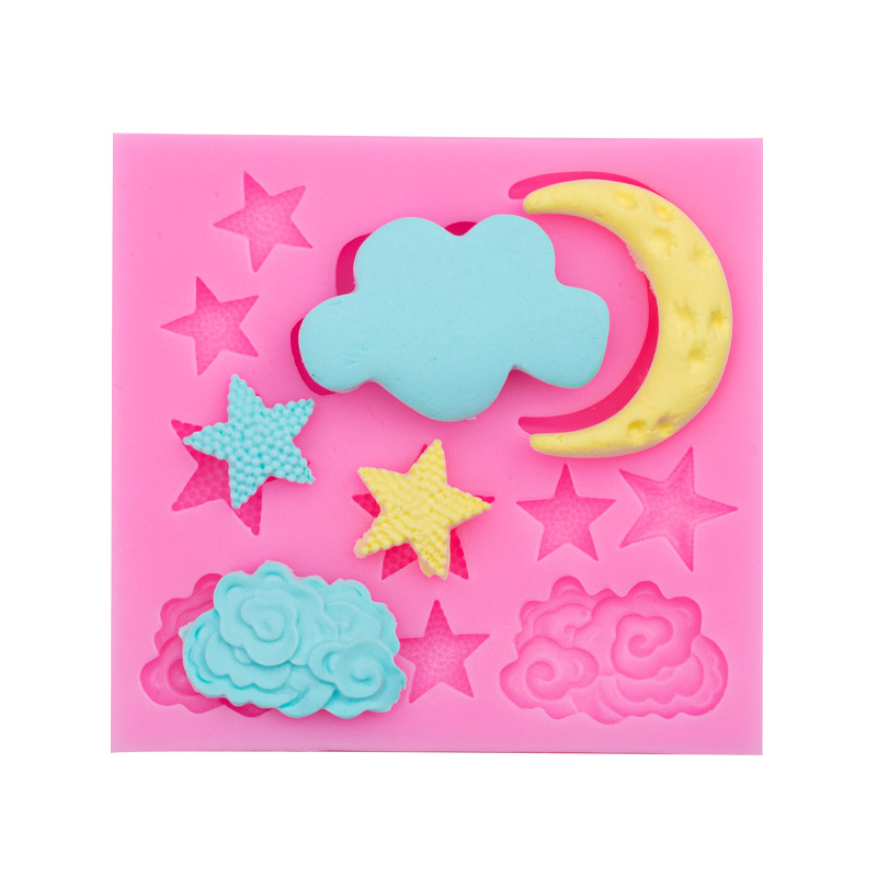 DIY nuevo blanco nube estrella Luna epoxi molde fondant pastel molde de silicona chocolate epoxi molde de arcilla