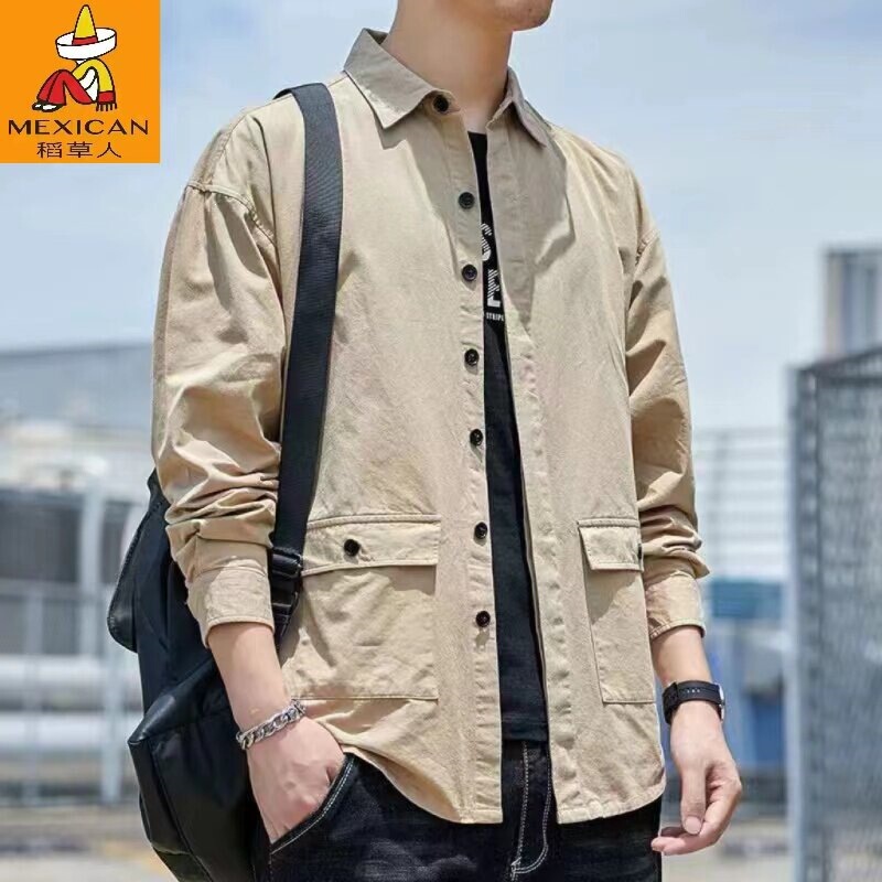Scarecrow's New Cotton Long-Sleeved Shirt, Loose Workwear Casual Jacket, Versatile Men's Top Shirt Scarecrow's New Cotton Long-Sleeved Shirt, Loose Workwear Casual Jacket, Versatile Men's Top Shirt