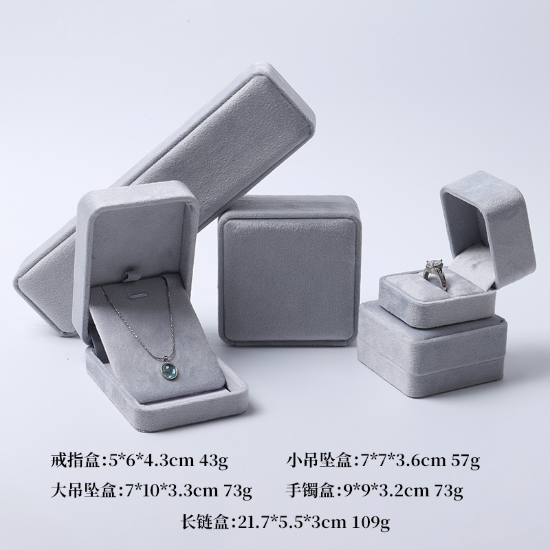 Fabricantes de terciopelo caja de joyería caja de anillo collar pendientes de esquina redondeada caja de embalaje de joyería pulseras caja de pulseras al por mayor