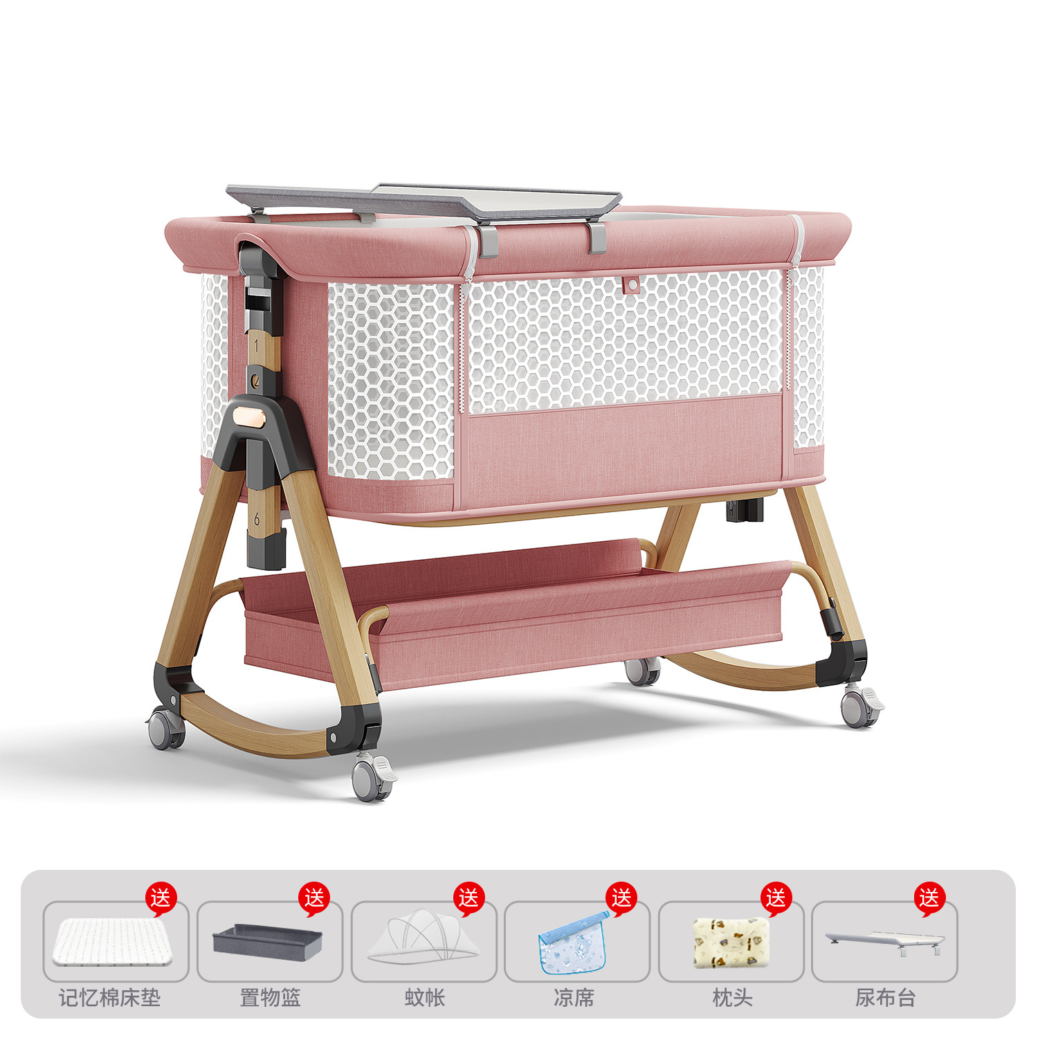 Cama de bebé móvil portátil cuna cama plegable multifuncional BB cama para recién nacidos empalme cama grande