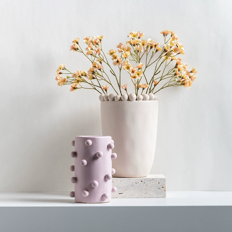 Керамическая ваза с цветочным узором из бисера, скандинавские украшения для гостиной, современное простое мягкое украшение, домашняя настольная модель комнаты