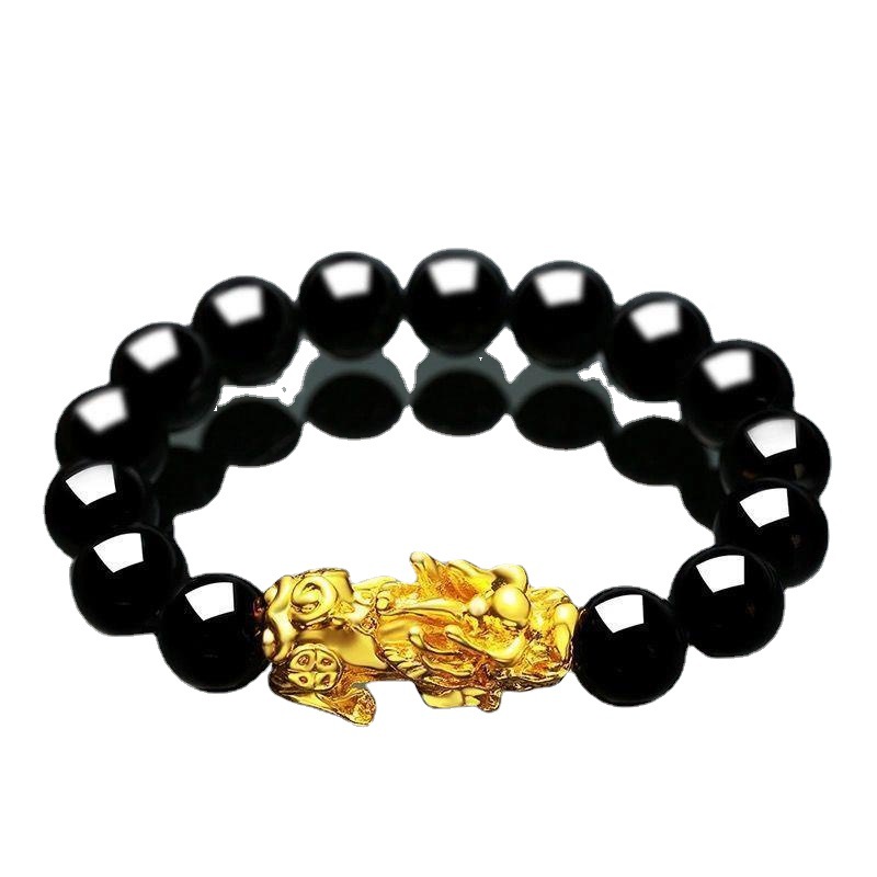Large brave bracelet six words proverbs Fu Lu double full golden yellow unisex domineering new bracelets wholesale