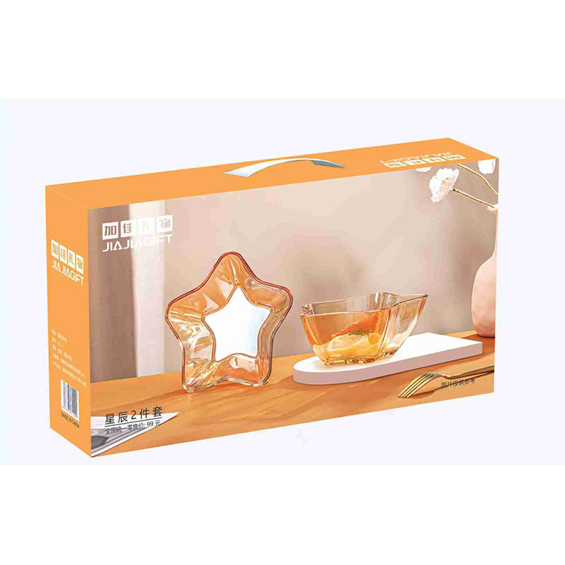 Household Tableware Set Glass Salad Bowl Gift Box Set Simple Style Promotional Small Gift Star-Shaped Salad Bowl