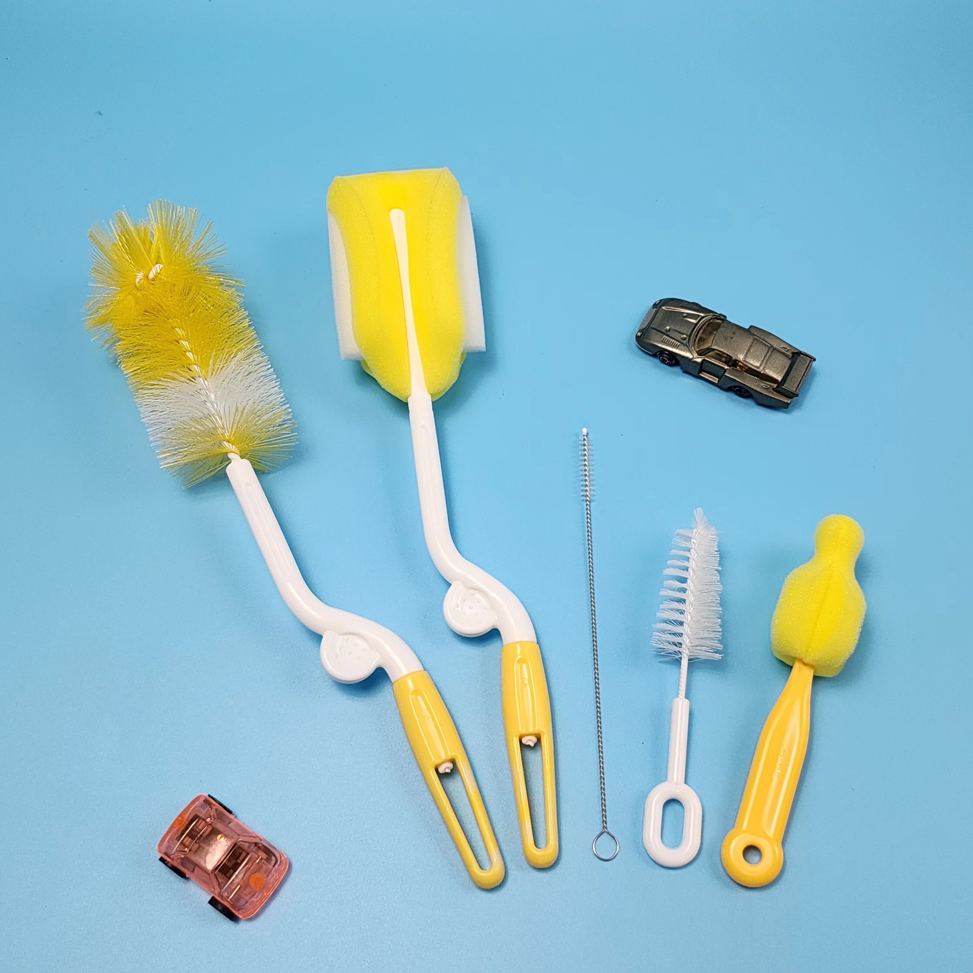 Le Ermei Juego de 5 piezas Cepillo para biberón Juego de 5 piezas Cepillo para biberón giratorio 5 en 1 Cepillo para biberón Juego de cepillo para pezones