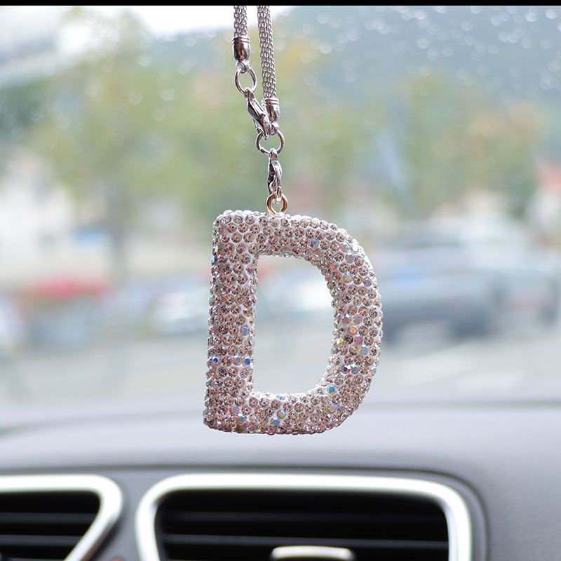 レターカーペンダント セラミック粘土 車のインテリアペンダント レディース ラインストーン 車のバックミラーペンダント ペンダント