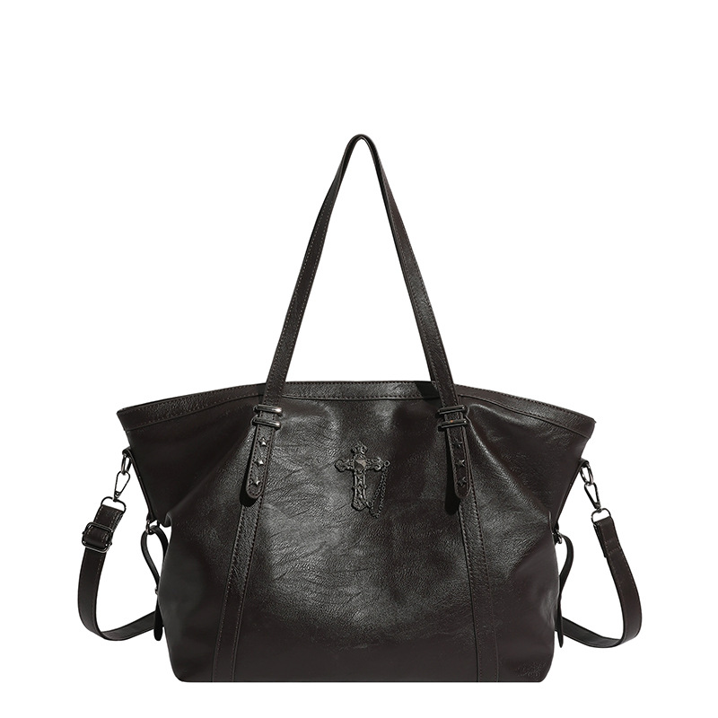 Bolsa de moda retro de gran capacidad simple de textura sólida de alta calidad, bolso de brazo de mujer de todos los días.