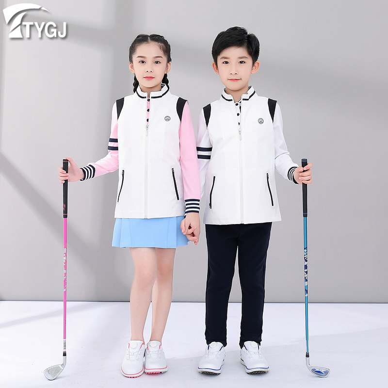 TTYGJ golf Clothing Children's Vest Middle and Big Children's golf Autumn and Winter Boys and Girls Warm Vest Waistcoat