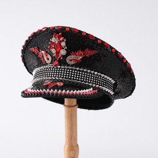 Cross-Border Popular Men's and Women's Stage Party Hats with Unique Personality, Rivets and Rubies, Suitable for Party Celebrations