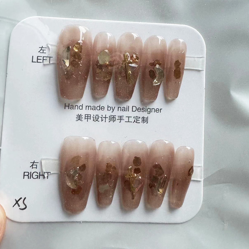 Kaiman desgaste hecho a mano fragmento de uñas con flash diamante Año Nuevo desgaste pieza de uñas puro deseo europeo y americano largo parche de uñas