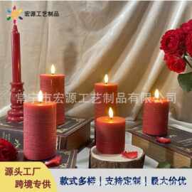 低温水纹圆柱电子蜡烛子弹头家用酒店婚庆圣诞布置遥控仿真蜡烛
