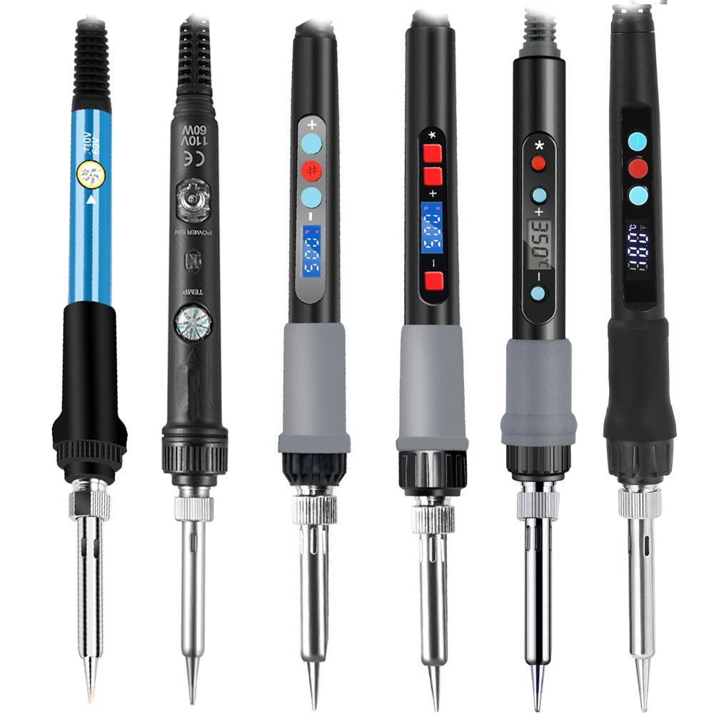 Soldador eléctrico con pantalla digital de 220V estándar europeo transfronterizo 60W soldador eléctrico de temperatura constante ajustable Juego estándar estadounidense Herramientas de soldadura