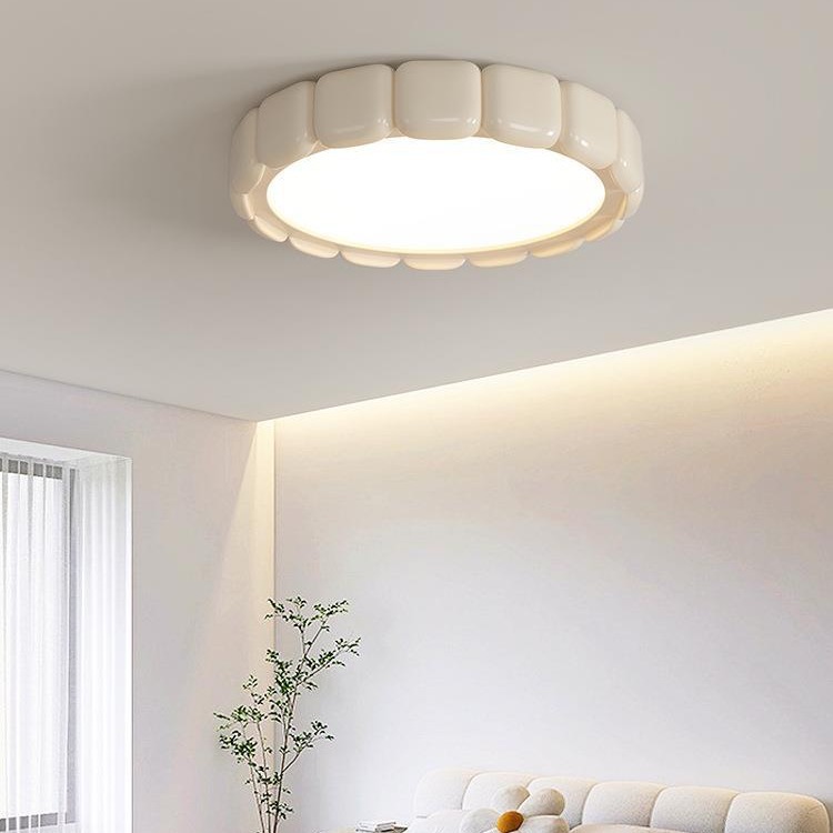 lámpara de techo de dormitorio de espectro completo para proteger los ojos del estudio de niños lámpara de dormitorio principal nórdica crema de viento cálida lámpara de habitación redonda