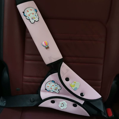 Seat belt shoulder pad — Car Seatbelt Adjuster Anti-Neck-Strangling Shoulder - pink-space-bunny-suit