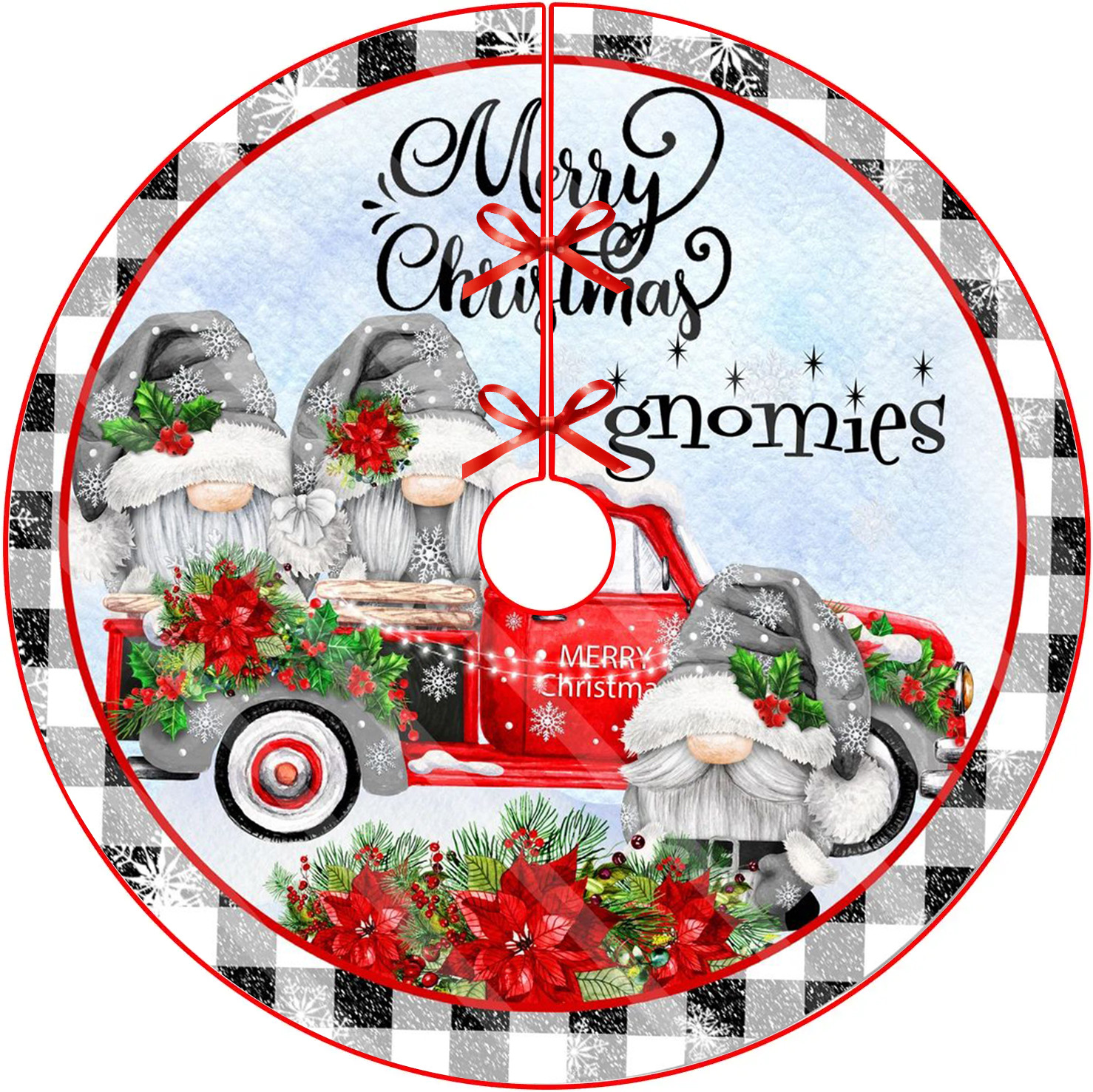 Falda del árbol de Navidad Decoración navideña falda del árbol muñeco de nieve Decoración del árbol de Navidad Alces rojos Falda del árbol de Santa