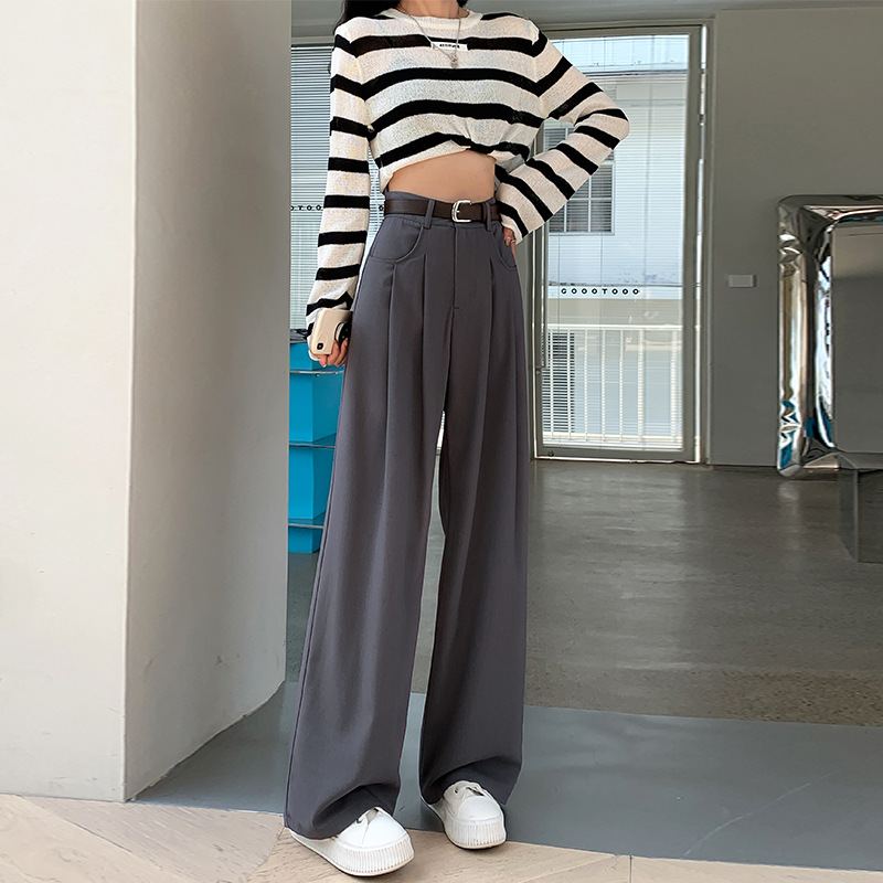 2026 Spring High-Waisted Loose Casual Wide-Leg Straight Long Pants for Women in Stock