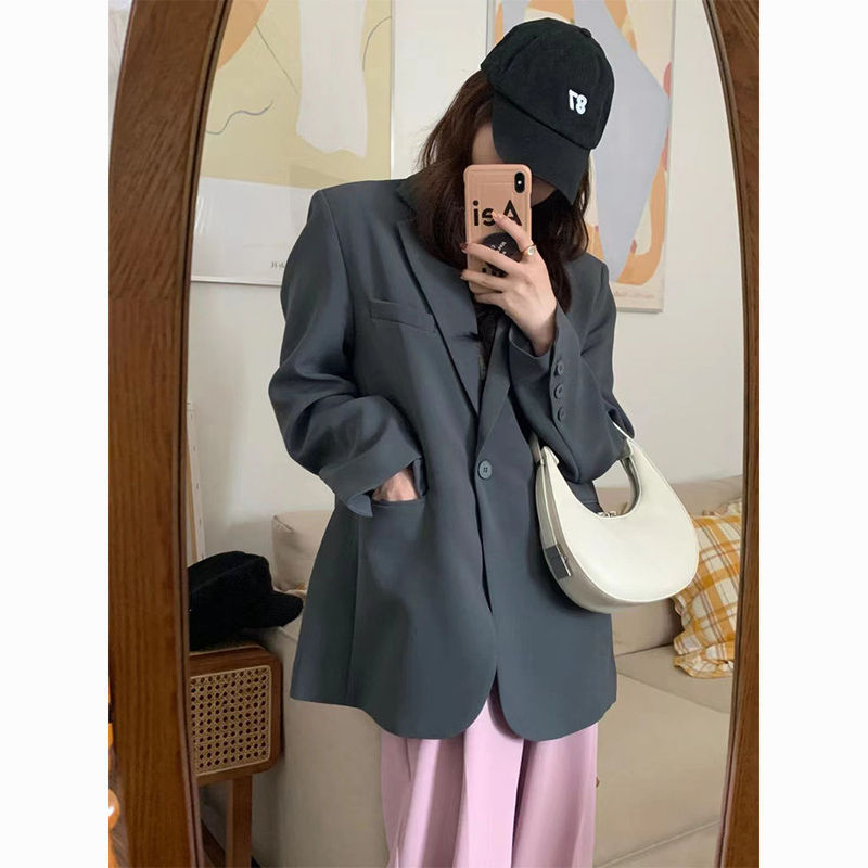 2025秋季新款高级感韩版宽松西装外套女小个子气质通勤西服上衣女|undefined