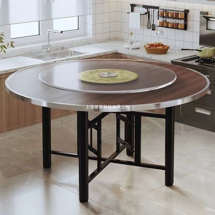 Large Round Table for 12 People, Suitable for Home Dining, Banquets, Weddings, Hotels, Farmhouses, and Restaurants; Solid Wood Round Tabletop with a Turntable