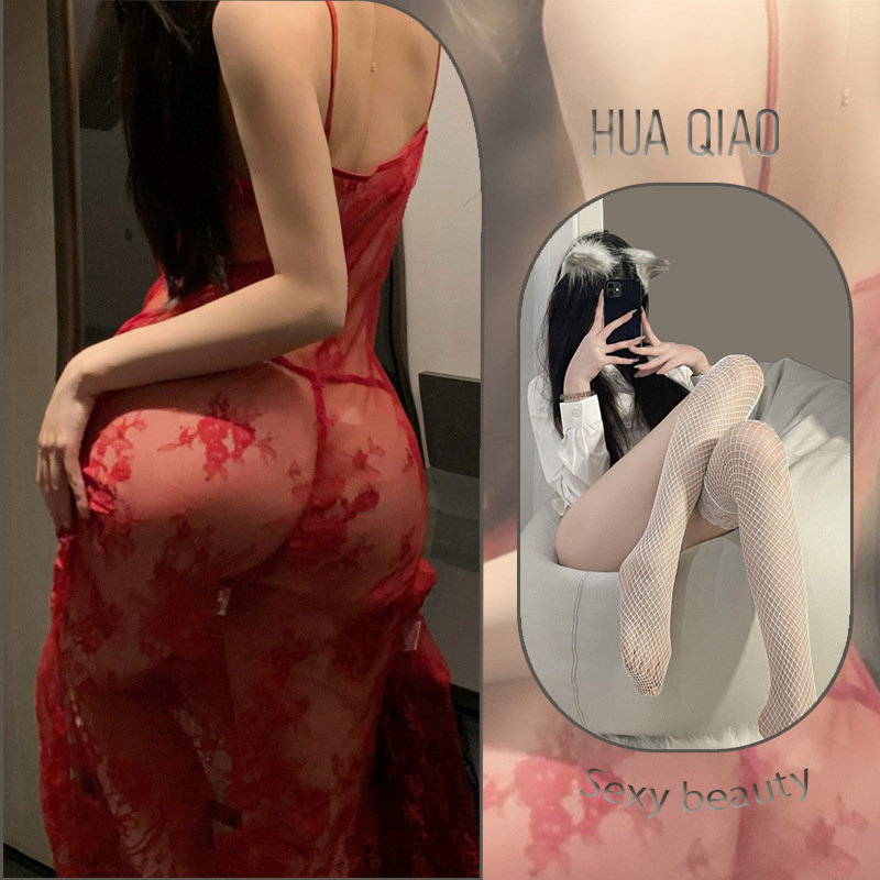 빨간색 + 흰색 망사 스타킹