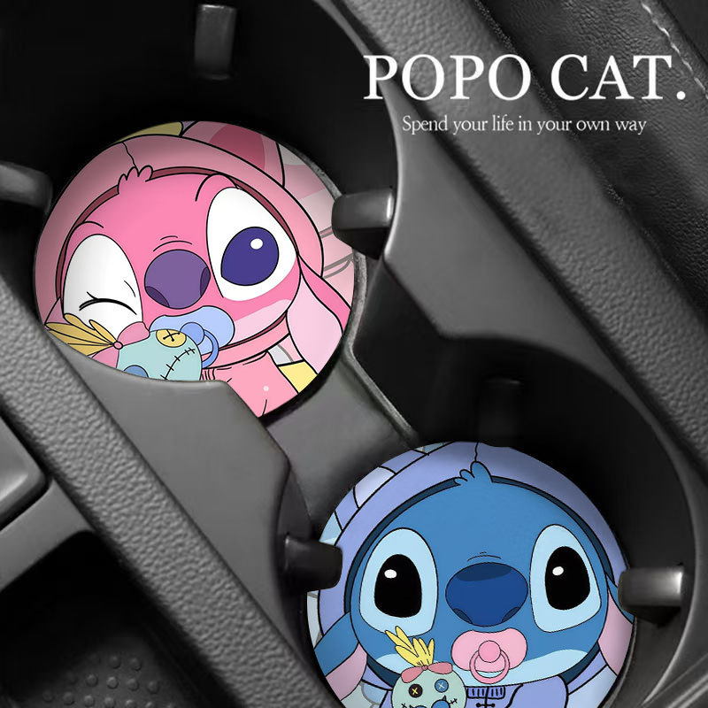 Stitch Cute Car Coaster Door Slot Storage Mat Car Interior Supplies Cartoon Car Anti-Slip Mat Storage Mat