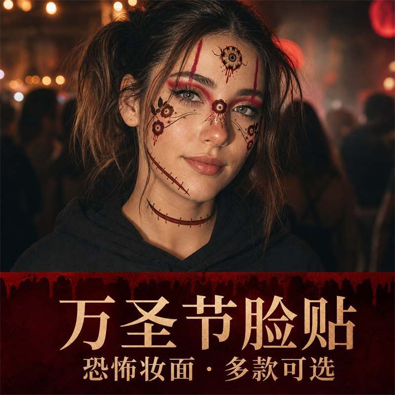 Cross-border Halloween realistic face stickers, waterproof temporary tattoo stickers, horror makeup party face stickers, multiple options available Cross-border Halloween realistic face stickers, waterproof temporary tattoo stickers, horror makeup party face stickers, multiple options available