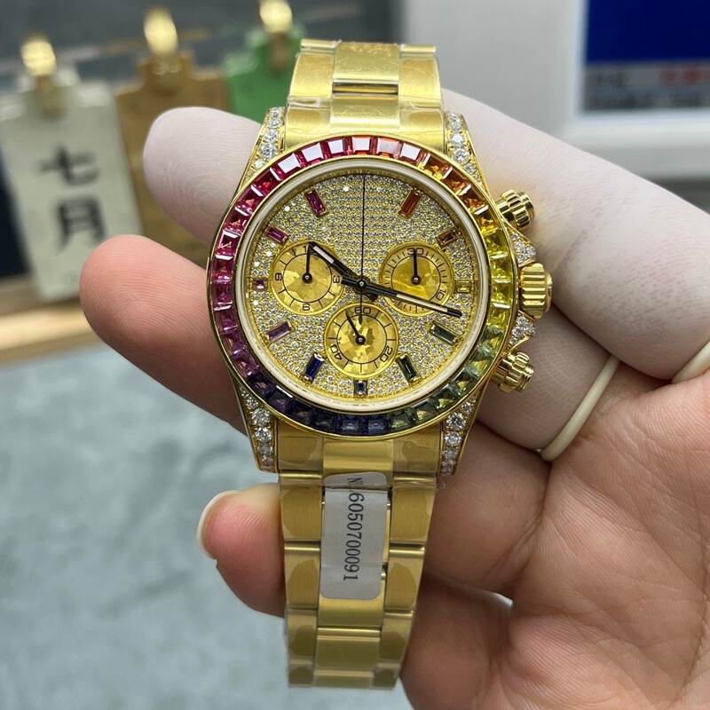 Rainbow Daytona Full Diamond Series Men's Mechanical Watch Fully Automatic Waterproof Steel Band Rainbow Daytona Men's Watch Rainbow Daytona Full Diamond Series Men's Mechanical Watch Fully Automatic Waterproof Steel Band Rainbow Daytona Men's Watch