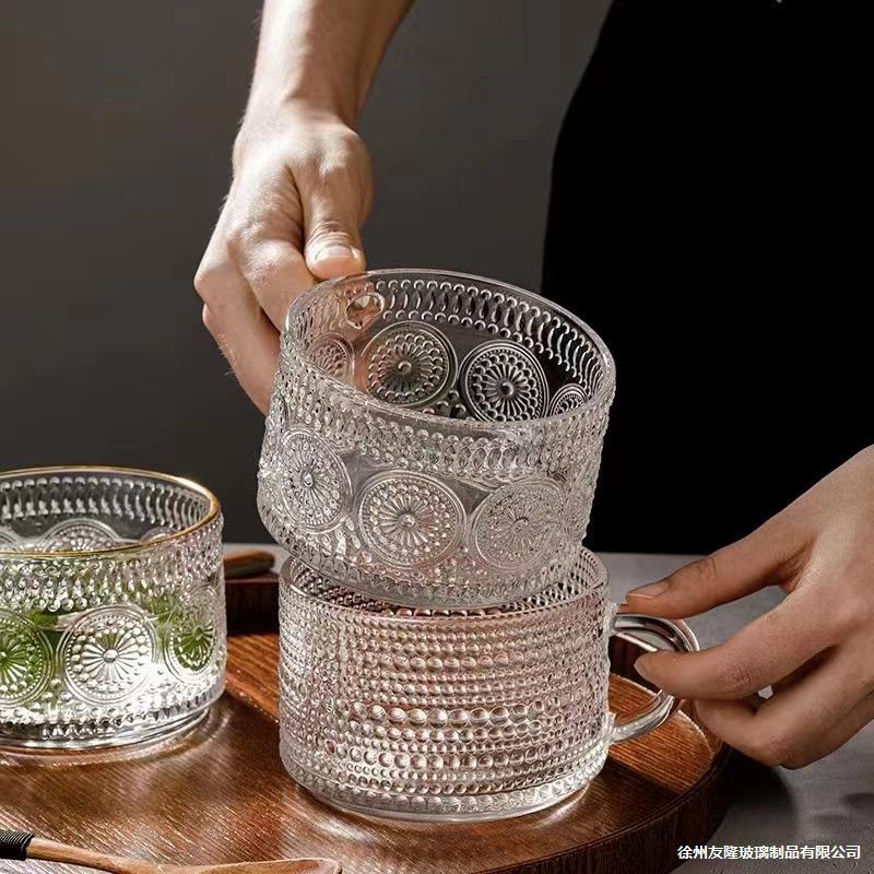 亚马逊牛奶燕麦早餐杯带盖带勺玻璃杯麦片碗甜品碗大容量咖啡杯子