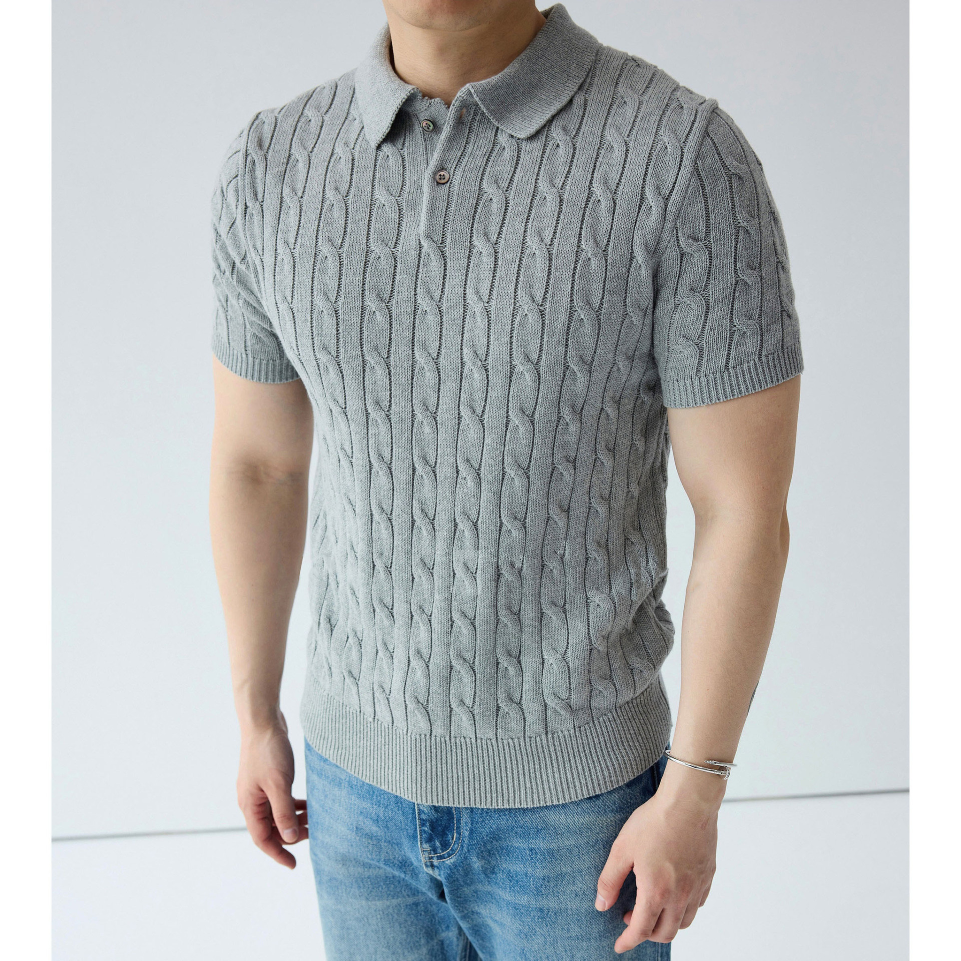 Polo camiseta de punto camiseta de manga corta hombre solapa torsión torcida vieja camiseta de hielo de verano fábrica transfronteriza al por mayor