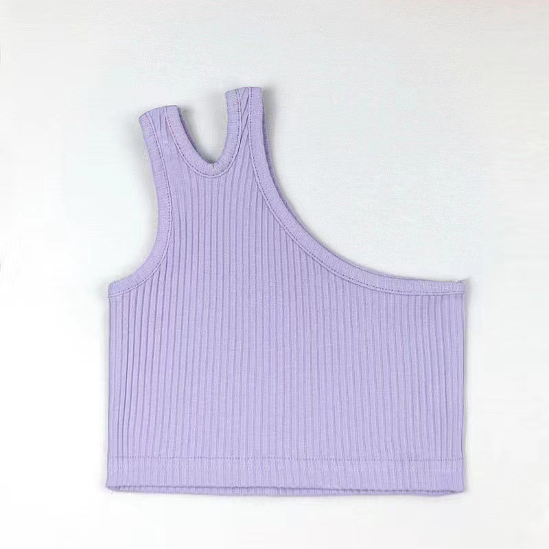 2026 chaleco de verano transfronterizo de ropa infantil de niñas nuevas niñas de comercio exterior hombros inclinados irregulares cinturón de 100 camisas