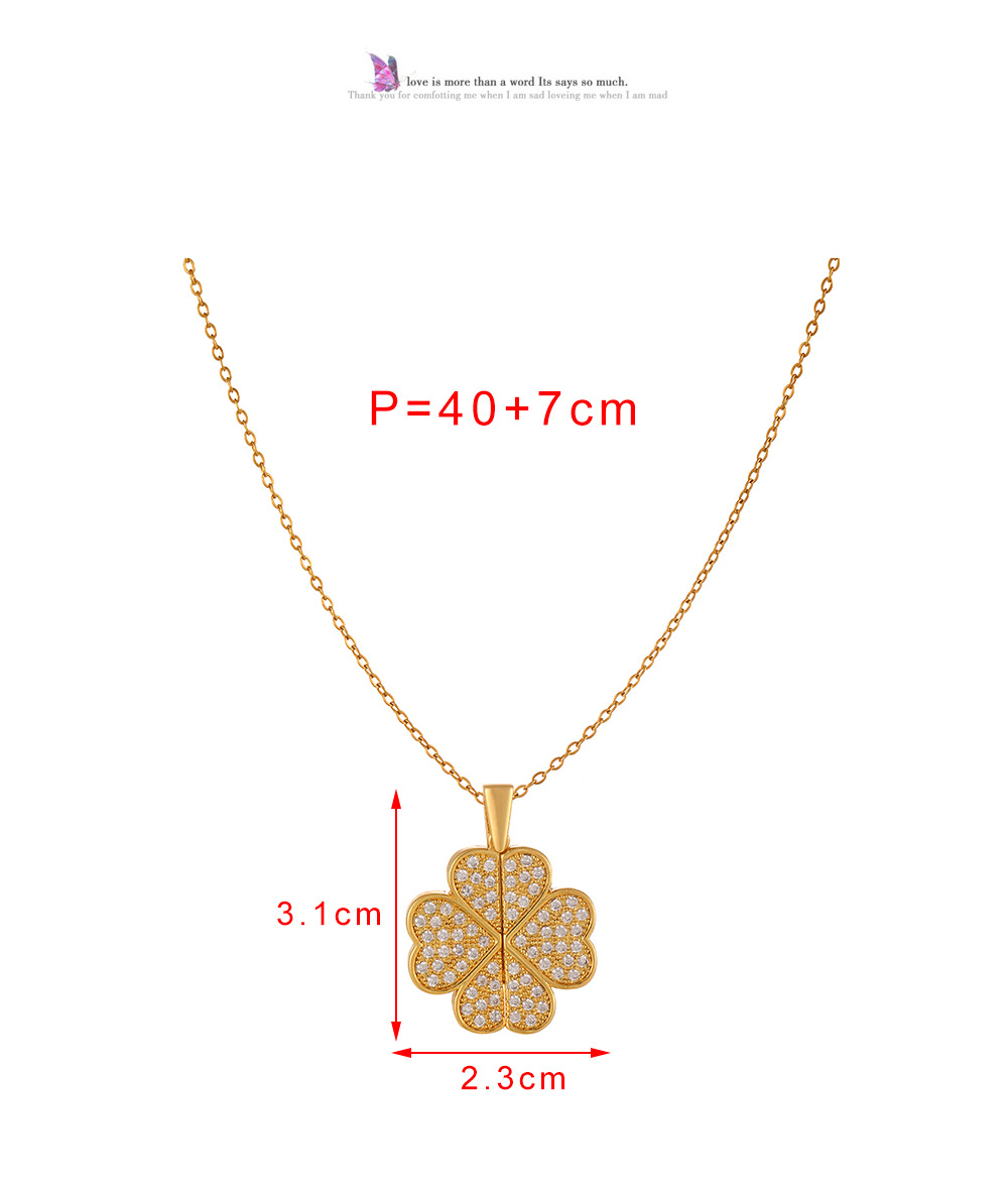 11g Weight Titanium Steel Pendant Material Zircon Inlay Material Vintage Titanium Steel Zircon Butterfly Design Pendant Necklace Accessory Four-Leaf Clover Geometry