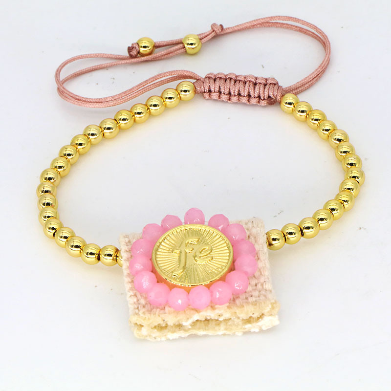 Copper Pendant Material Vintage Style Classic Style Virgin Mary Imitation Pearl Cloth Rope Ball Chain Stretch Adjustable String Bracelets Wholesale