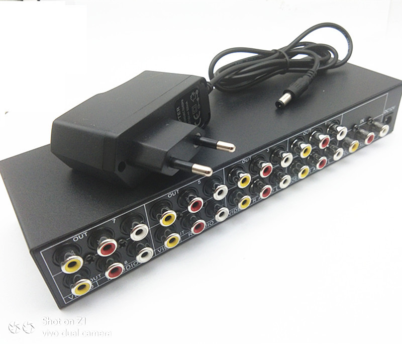 厂家直销VSP8 音视频分配器 一进八出 莲花AV分配器 一分八路