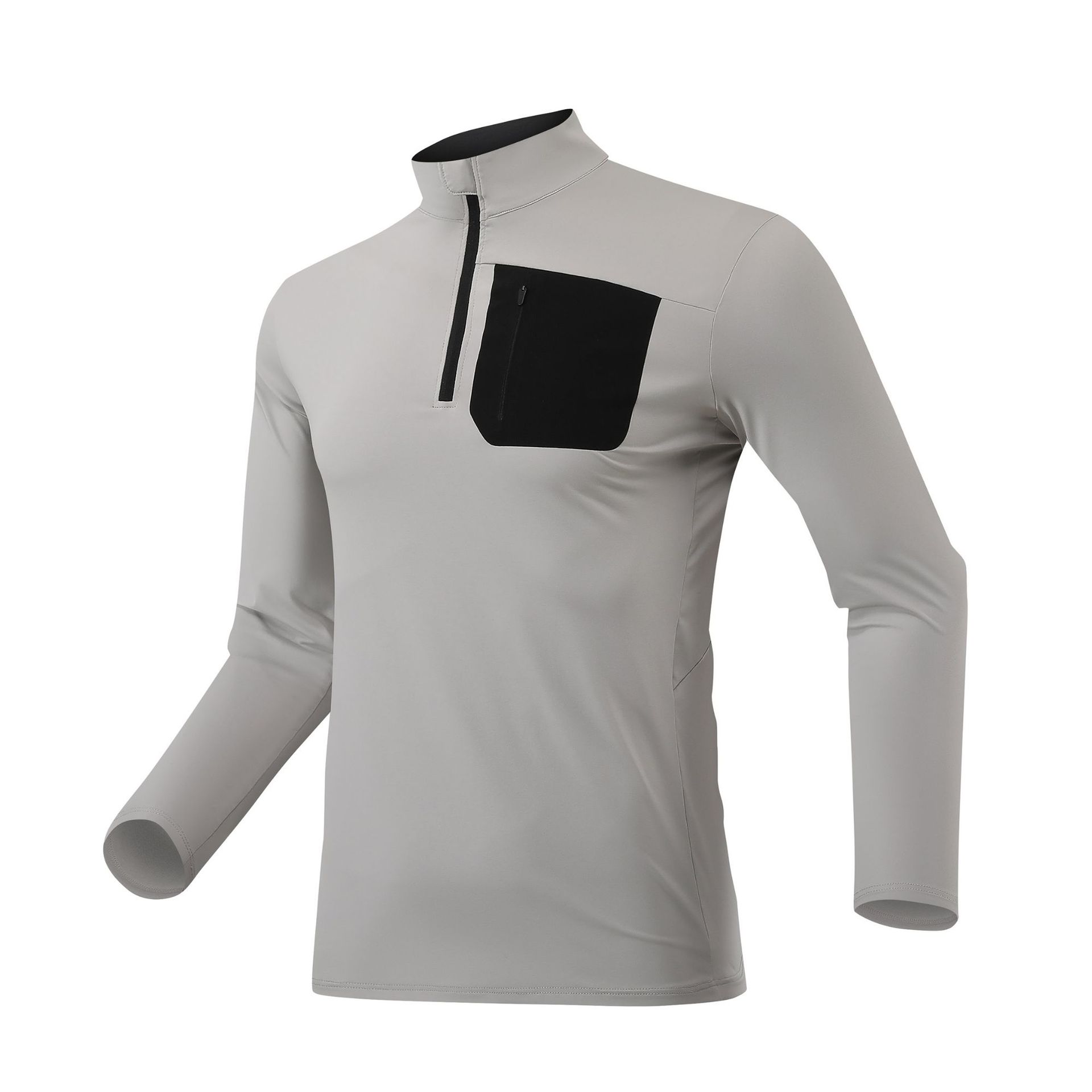 Dijia otoño y invierno nuevo hombre ocio de manga larga media cremallera de cuello superior de nylon ropa deportiva de entrenamiento para correr ropa seca rápida