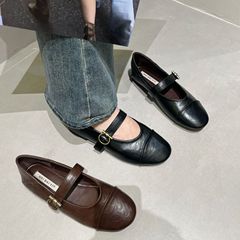 法式复古平底玛丽珍女鞋2025秋季韩版圆头浅口一字带单鞋小皮鞋女