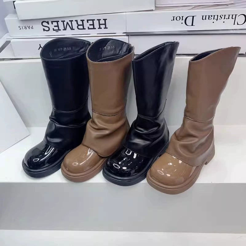 Детские ботинки Martin 2023 осень-зима, новые модные брючные сапоги для девочек, большие детские яркие кожаные модные длинные сапоги