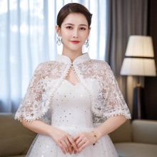 夏季蕾丝斗篷披肩婚纱礼服旗袍日常防嗮搭配裙子女复古风立领坎肩