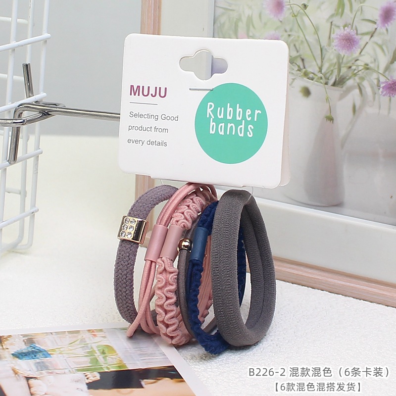 [Carga de tarjeta] sensación de alto nivel coreano de cabello de código de barras de moda de alta elasticidad de cabello anillo de cabello correa de cola de caballo