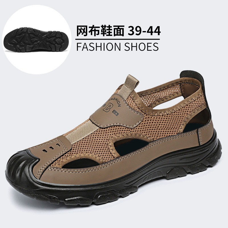 Zapatos de hombre Sandalias de malla grande huecas de verano Zapatos de plataforma impermeables transpirables Zapatos de vadeo con agujeros de playa Zapatos de papá al aire libre
