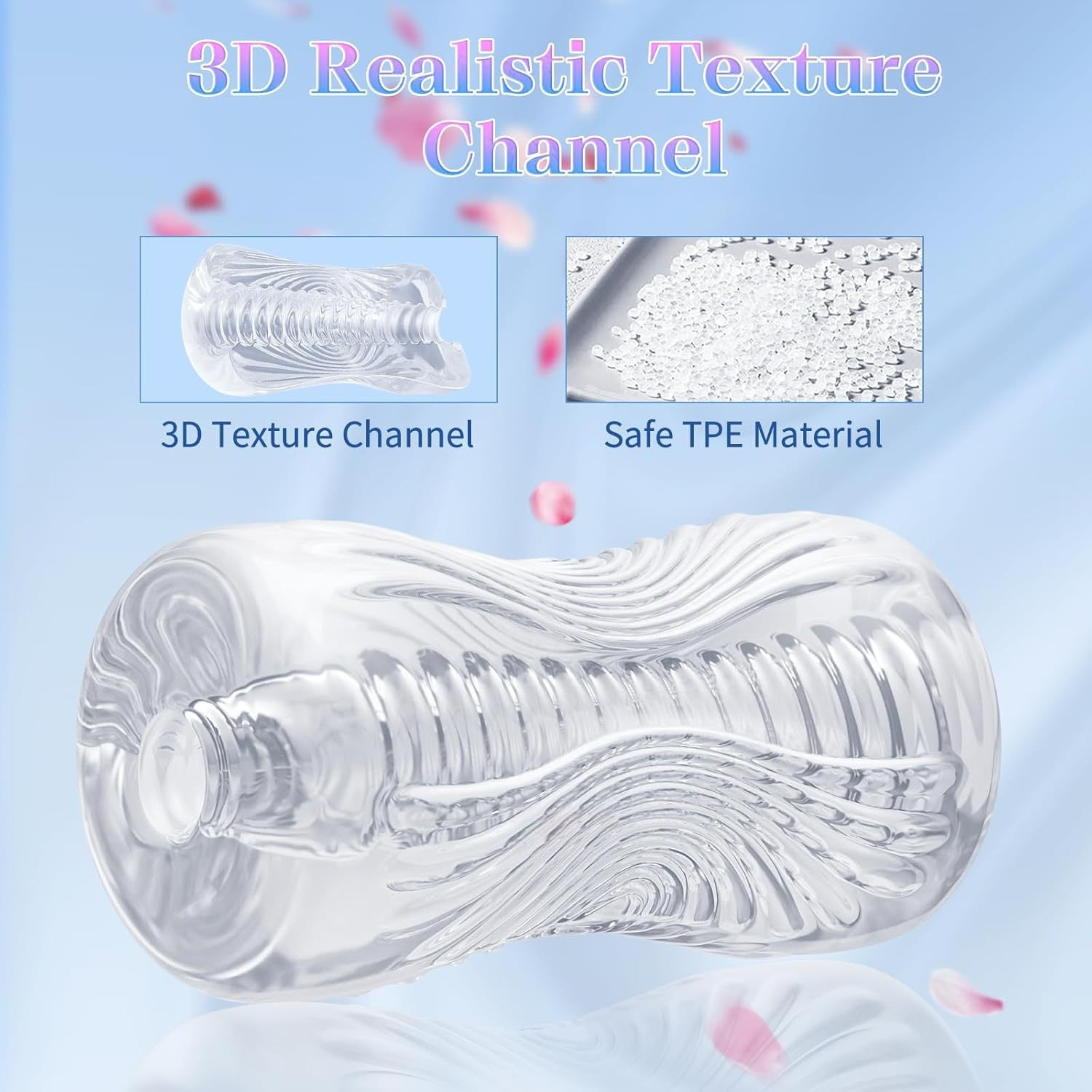 Transparent TPE Spiral Manual Masturbation Cup with Suction Grip, Gen 5 Delay Trainer — detail image 1