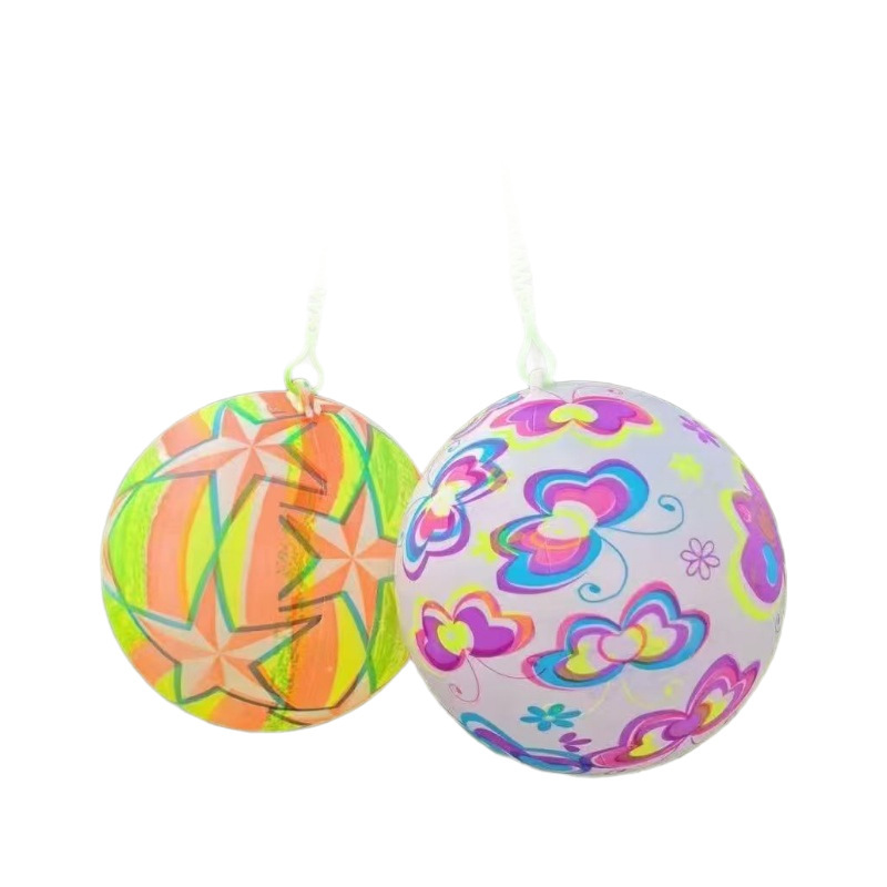 Cadena de fútbol de dibujos animados bola de sandía colorida bola impresa fluorescente con cuerda cadena bola elástica regalos de jardín de infantes