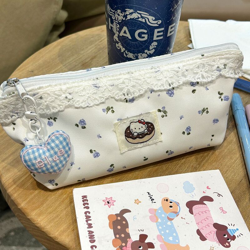 キティ花柄鉛筆バッグイン高価値女の子化粧収納袋大容量小中学生鉛筆文具バッグ|undefined