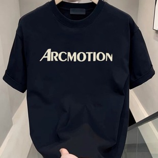 Mengxie Short-Sleeved T-Shirt Men's Trendyy Round Neck Simple Printing Versatile Trendy Brand Accessible Luxury Handsome Casual Top T-Shirt