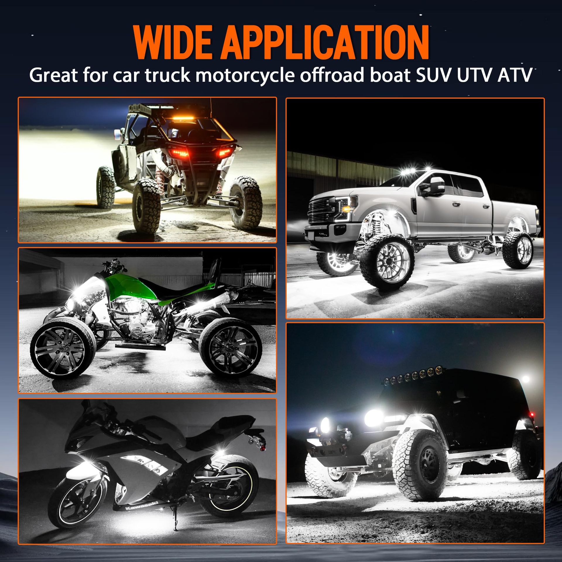 Cross-border hot car RGB chassis light off-road vehicle bottom music rhythm light LED colorful APP remote control atmosphere light
