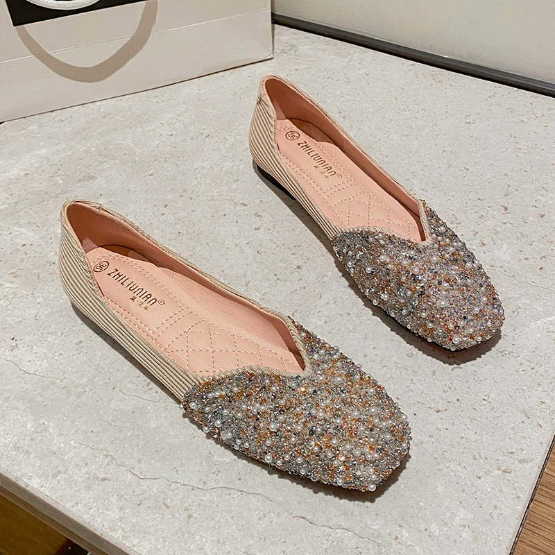 Однослойные туфли с квадратным носком, женские универсальные туфли на плоской подошве с глубоким вырезом, новинка 2024 года, весенние сетчатые туфли-лодочки в красный горох, женские туфли больших размеров 41-43