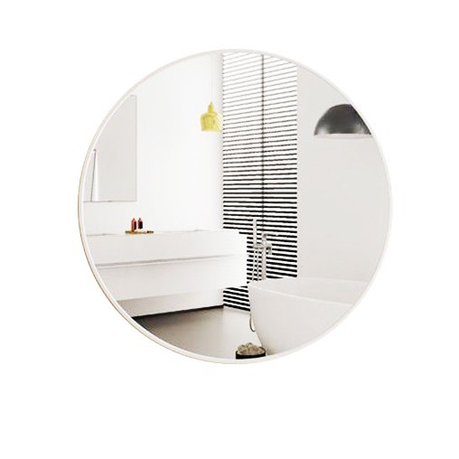 Espejo de Baño Redondo de Pared de Aleación de Aluminio Autoadhesivo para Baño y Hotel